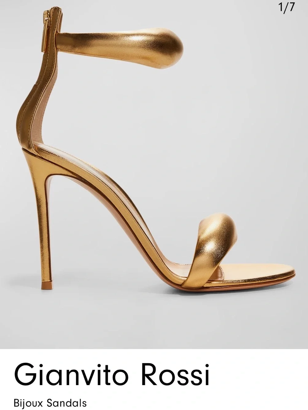 Gianvito Rossi Metallic Gold Sculpted-Ankle Stiletto Sandals